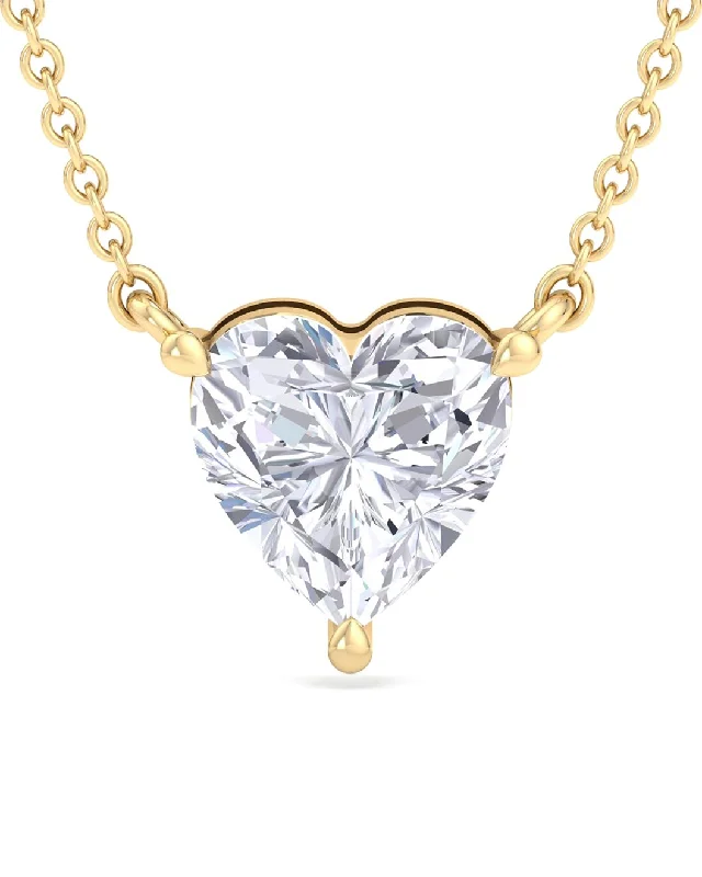 2 Carat Heart Shape Lab Grown Diamond Solitaire Necklace In 14 Karat Yellow Gold G-H, Vs2