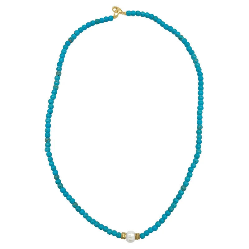 Once-A-Year Jewelry Sale – Grab Your Favorites Now Adornia Turquoise Beaded Necklace with Pearl