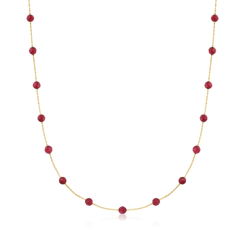 Huge Savings On Timeless Jewelry Collections Canaria Ruby Bead Station Necklace in 10kt Yellow Gold