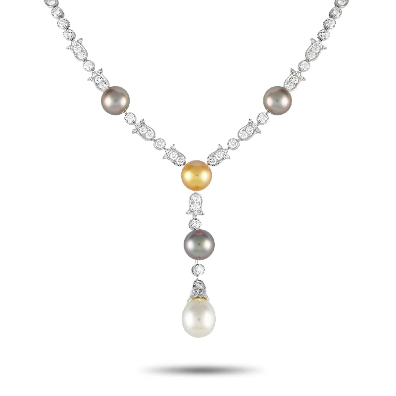 Cartier Melody 18K White Gold 14.0ct Diamond and Pearls Necklace CA02-091324