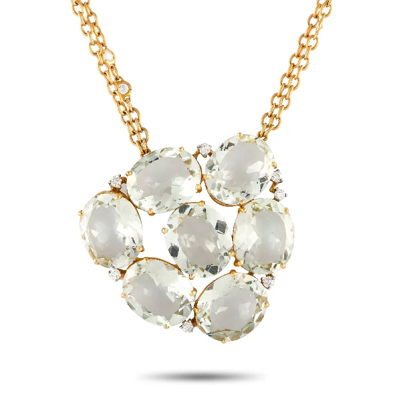 Exclusive Jewelry Discounts – Shop Now For Savings Casato 18K Yellow Gold 0.30ct Diamond and Prasiolite Pendant Necklace 200516