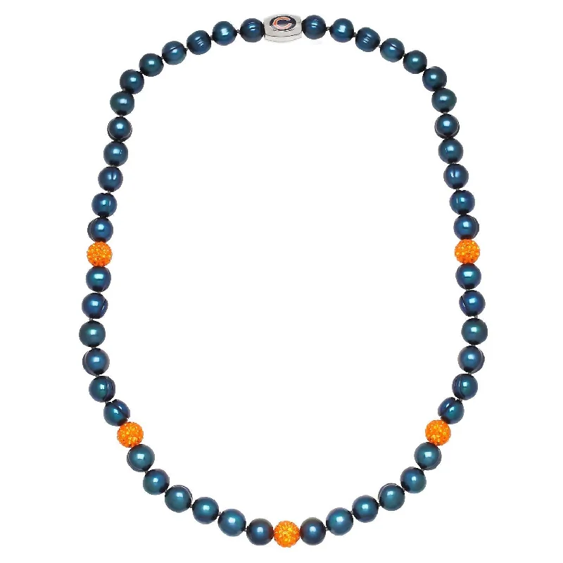 Modern Jewelry At Exclusive Discounts – Shop Today Chicago Bears Pearl & Crystal Necklace In Blue
