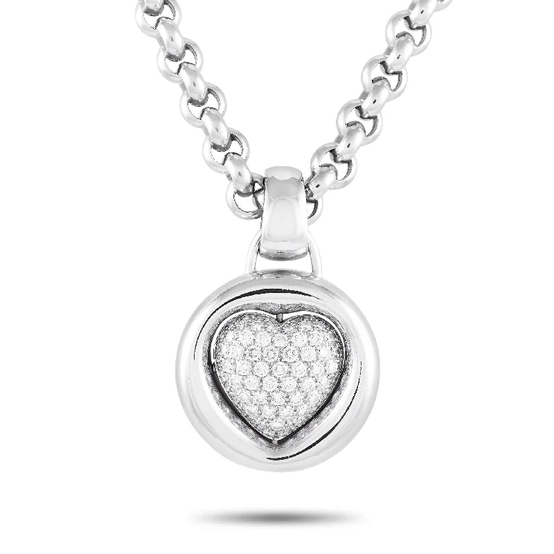 Make Every Moment Shine – Jewelry Discounts Available Chopard 18K White and Yellow Gold 1.35 ct Diamond Heart Pave Necklace  CH06-080724