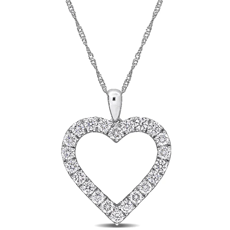 Premium Jewelry Now Available At Special Discounts Created Forever 1ct TW Lab-Grown Diamond Open Heart Necklace 14k White Gold-17 in