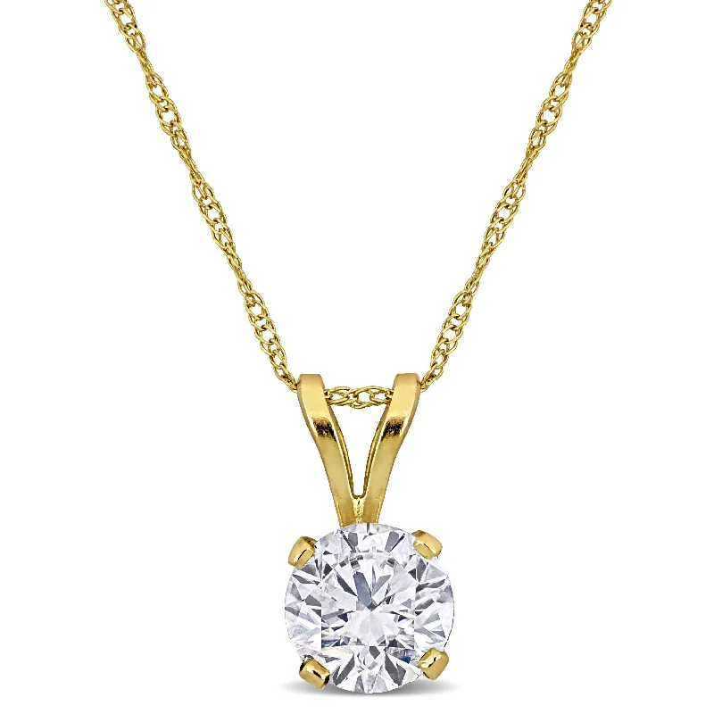 Created Forever 1ct TW Lab-Grown Diamond Solitaire Necklace 14k Yellow Gold-17 in