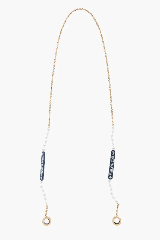 Dior Chain Airpords Holder Necklace With Decorative Beads