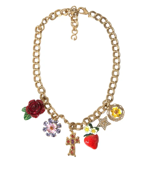 Dolce & Gabbana  Chain Rose Cross Strawberry Star Pendant Women's Necklace