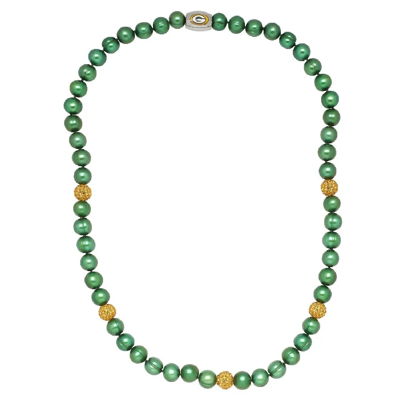 Affordable Glamour – Premium Jewelry At Special Prices Green Bay Packer Pearl & Crystal Necklace In One Color