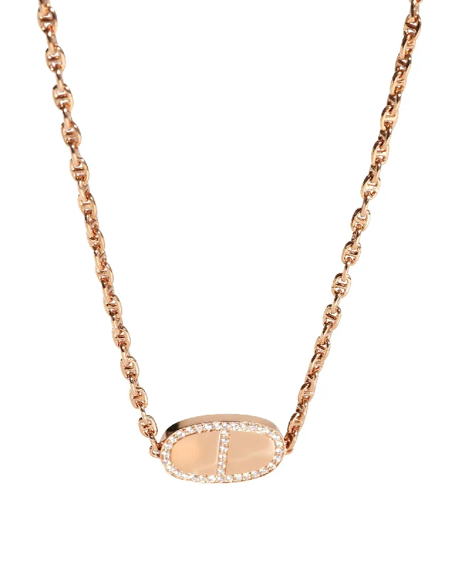 Accessorize For Less – Luxury Jewelry At Affordable Prices Hermès Chaine d'Ancre Verso Necklace in 18K Rose Gold 0.88 Ctw