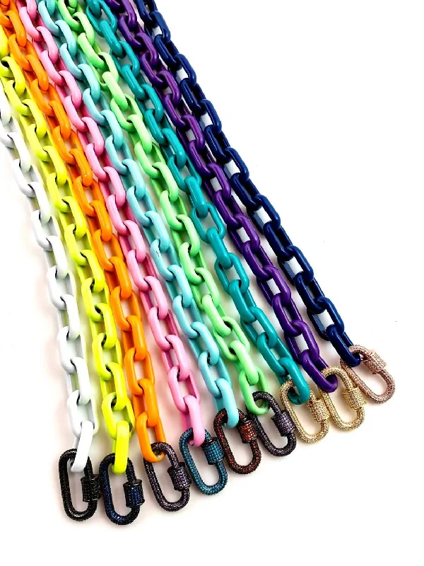Waterproof Stainless Steel Jewelry For Lasting Beauty Huey Carabiner Necklace In Lime/black