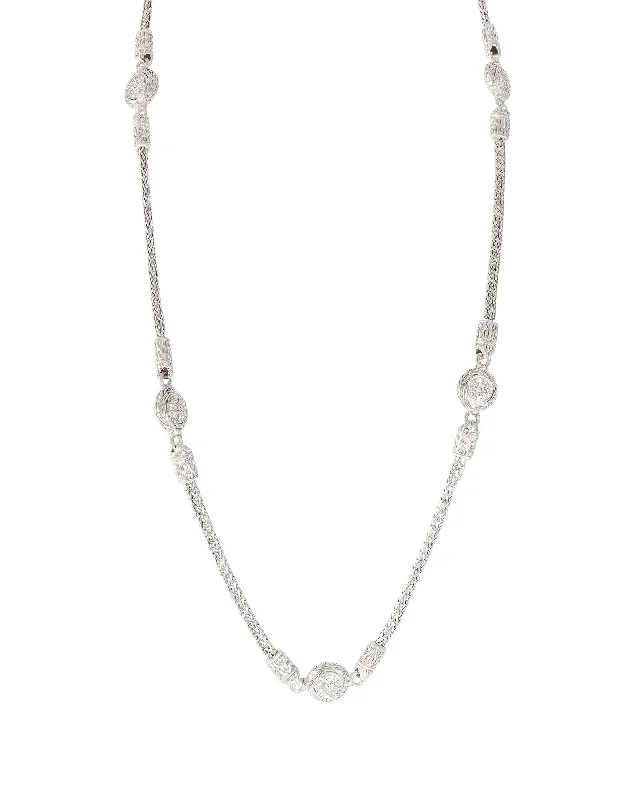 Luxury Jewelry Now At Special Promotional Rates John Hardy 5 Station Diamond Necklace in Sterling Silver 1.20 CTW