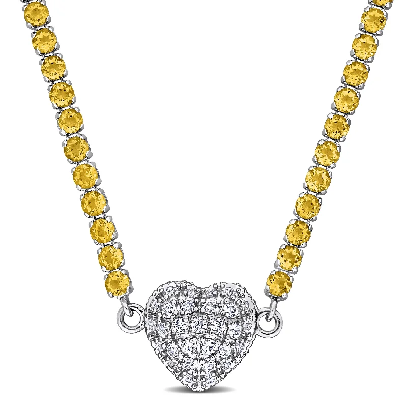 Limited-Stock Jewelry Clearance – Grab Your Favorites Now Mimi & Max 12 1/3ct TGW Citrine Created White Sapphire Heart Necklace in Sterling Silver-17 in