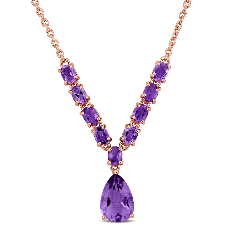 Personalized Jewelry Sale – Unique Pieces At Great Prices Mimi & Max 2 1/3ct TGW Pear Oval-Cut Amethyst Lariat Necklace Rose Silver-18 + 2 ext.