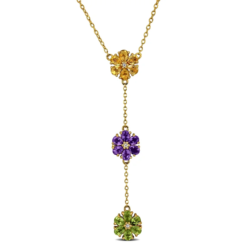 Buy More, Save More On Stunning Jewelry Designs Mimi & Max 2 5/8ct TGW Amethyst Citrine Peridot White Topaz Flower Lariat Necklace Yellow Silver