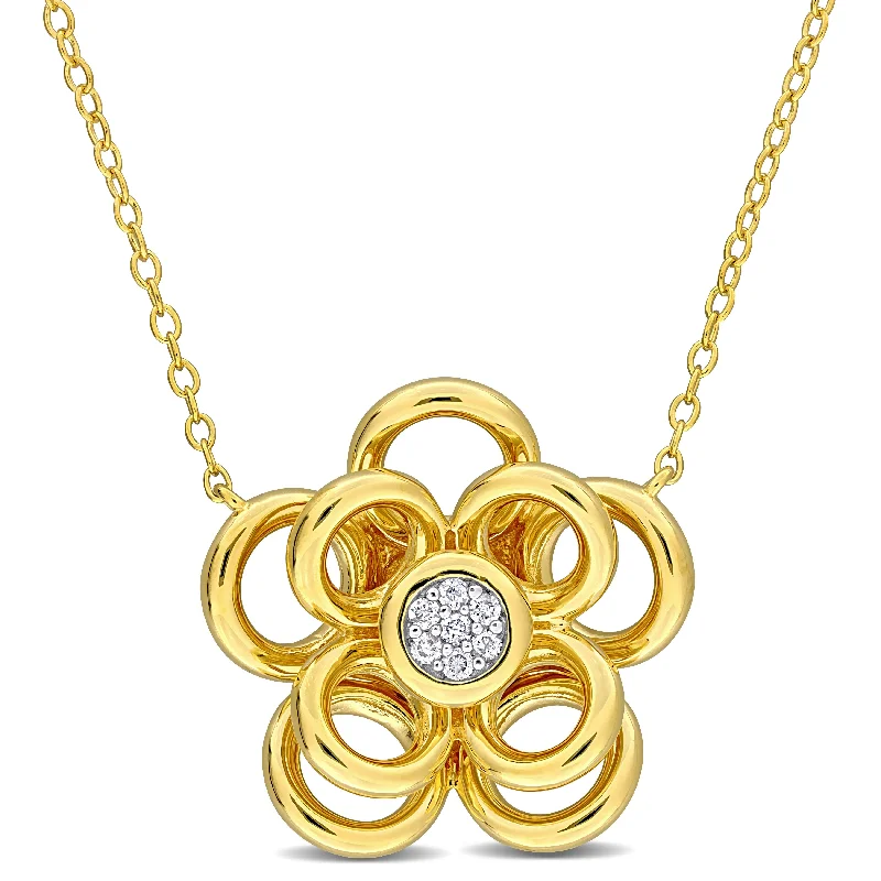 Trending Jewelry Now Available At Exclusive Prices Mimi & Max Diamond Accent Flower Necklace in Yellow Plated Sterling Silver-18in