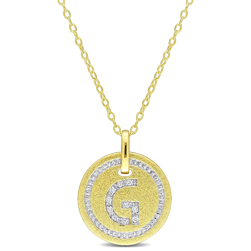 Huge Savings On Timeless Jewelry Collections Mimi & Max G Initial Diamond Accent Pendant with Chain in Yellow Plated Sterling Silver