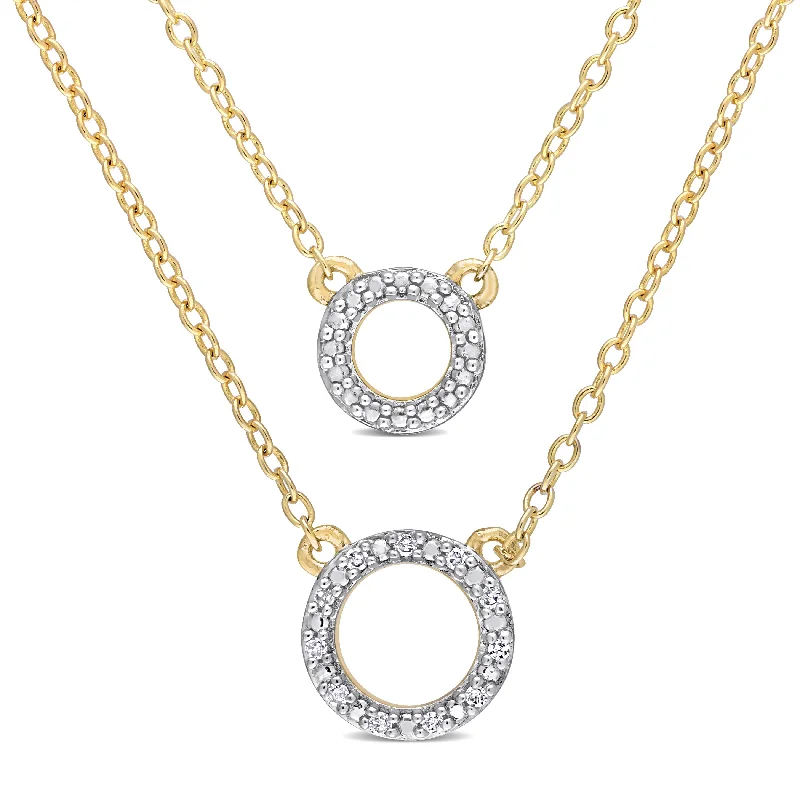 Mimi & Max Two-Strand Diamond Accent Circle Necklace with Chain in Yellow Plated Sterling Silver