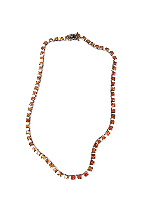 Mini Tile Rivière Necklace In Orange