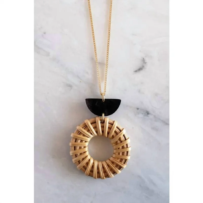 Last Chance To Grab Your Favorite Jewelry At A Discount Ninh Binh Buffalo Horn & Rattan Donut Pendant Necklace In Natural/black