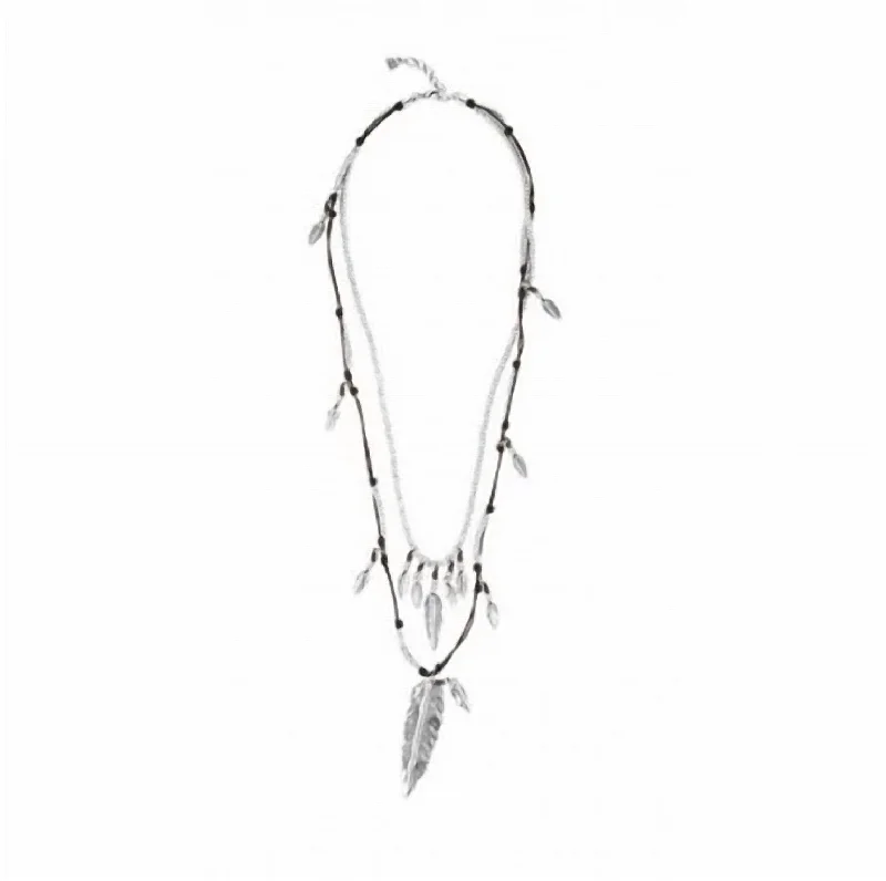 Affordable Glamour – Premium Jewelry For Less Pavonearse Multi-Strand Leather Necklace In Silver