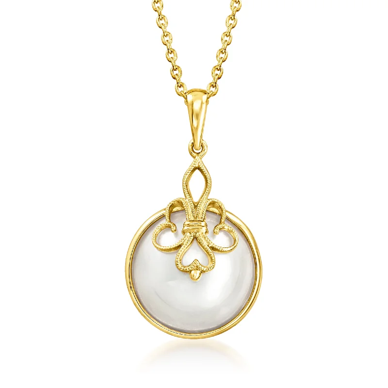 Luxury Handcrafted Jewelry For Elegant Looks Ross-Simons 13-13.5mm Cultured Mabe Pearl Filigree Pendant Necklace in 18kt Gold Over Sterling