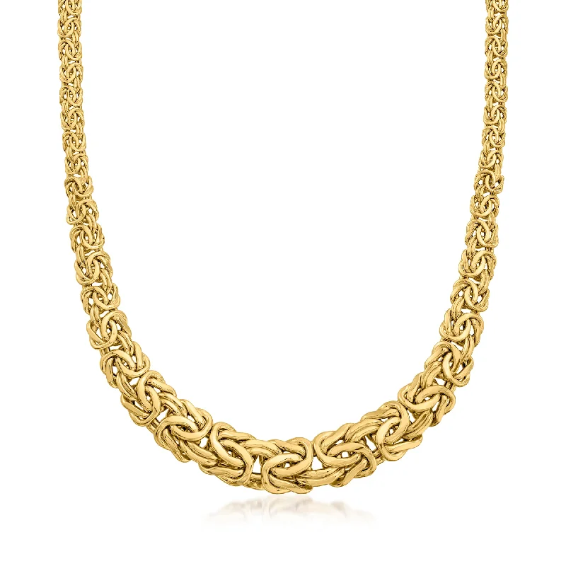 Bohemian-Inspired Jewelry For Free-Spirited Fashion Ross-Simons 18kt Yellow Gold Graduated Byzantine Necklace