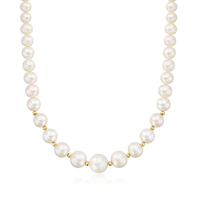 Versatile Layering Jewelry For Effortless Chic Ross-Simons 6-12.5mm Graduated Cultured Pearl Necklace in 14kt Yellow Gold