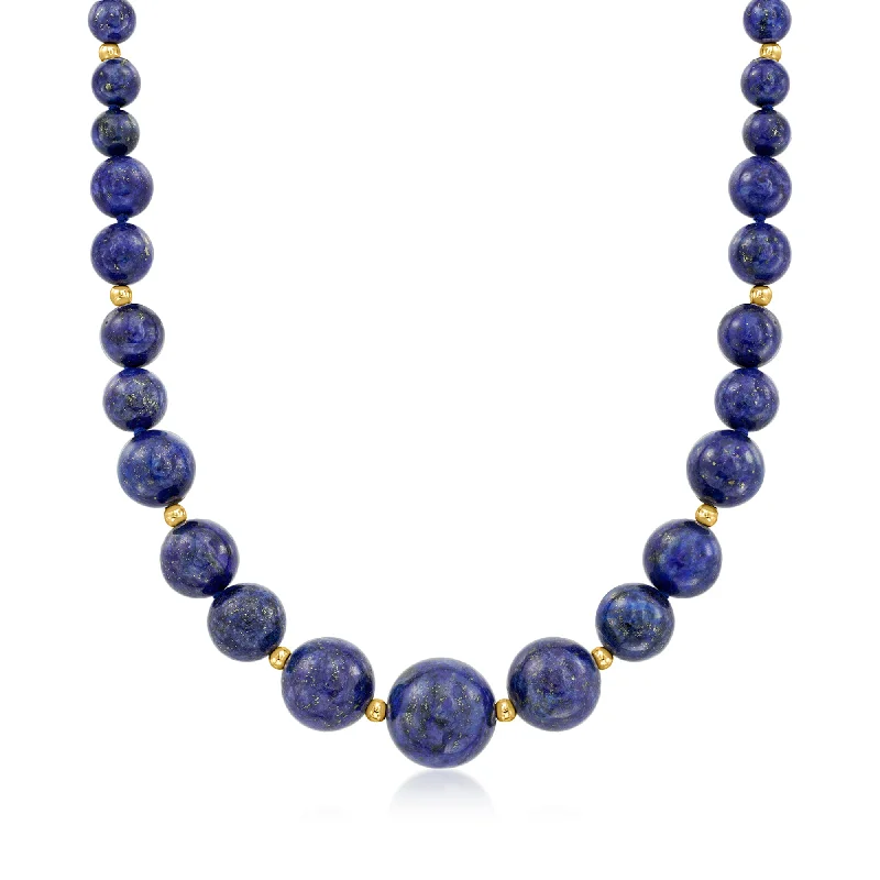 Celebrate With Sparkle – Jewelry Sale Now Live Ross-Simons 6-13mm Lapis Bead Graduated Necklace With 14kt Yellow Gold