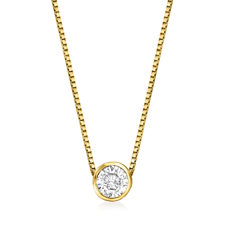 Once-A-Year Jewelry Sale – Grab Your Favorites Now Ross-Simons Bezel-Set Diamond Necklace in 14kt Yellow Gold