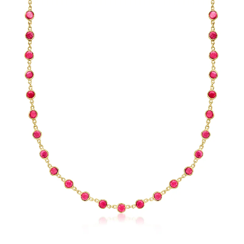 Elegant Jewelry Pieces At Unbelievable Prices Ross-Simons Bezel-Set Ruby Necklace in 18kt Gold Over Sterling