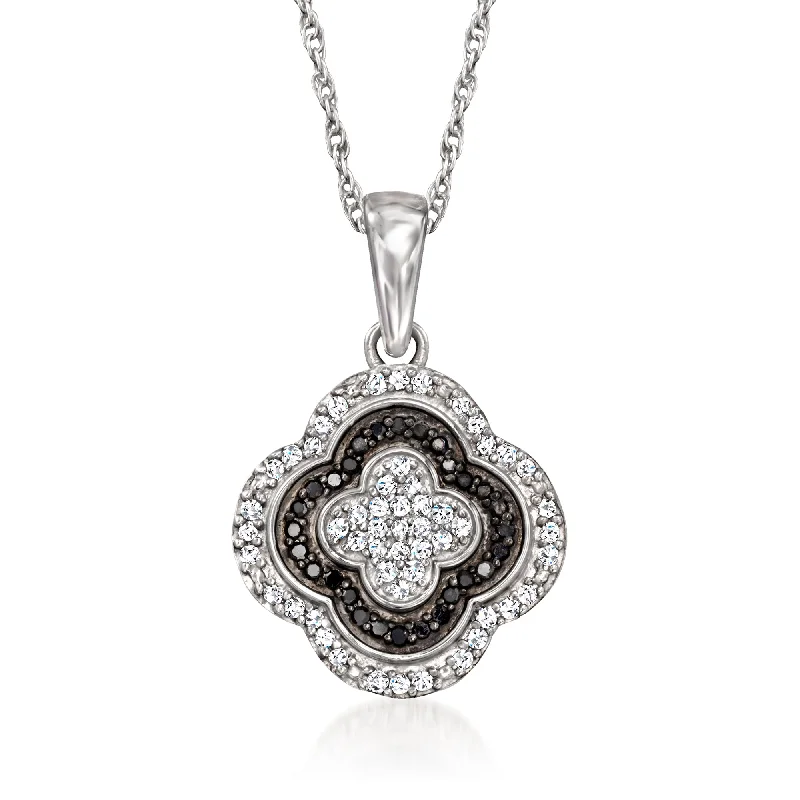 Handcrafted Jewelry Sale – Unique Designs At Low Prices Ross-Simons Black and White Diamond Clover Pendant Necklace in Sterling Silver