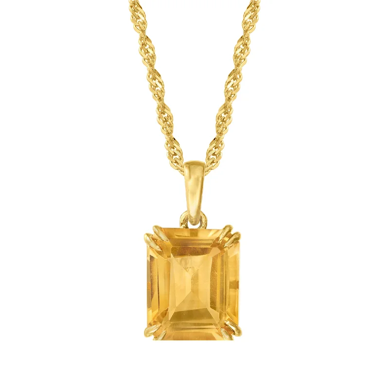 Ross-Simons Citrine Pendant Necklace in 18kt Gold Over Sterling