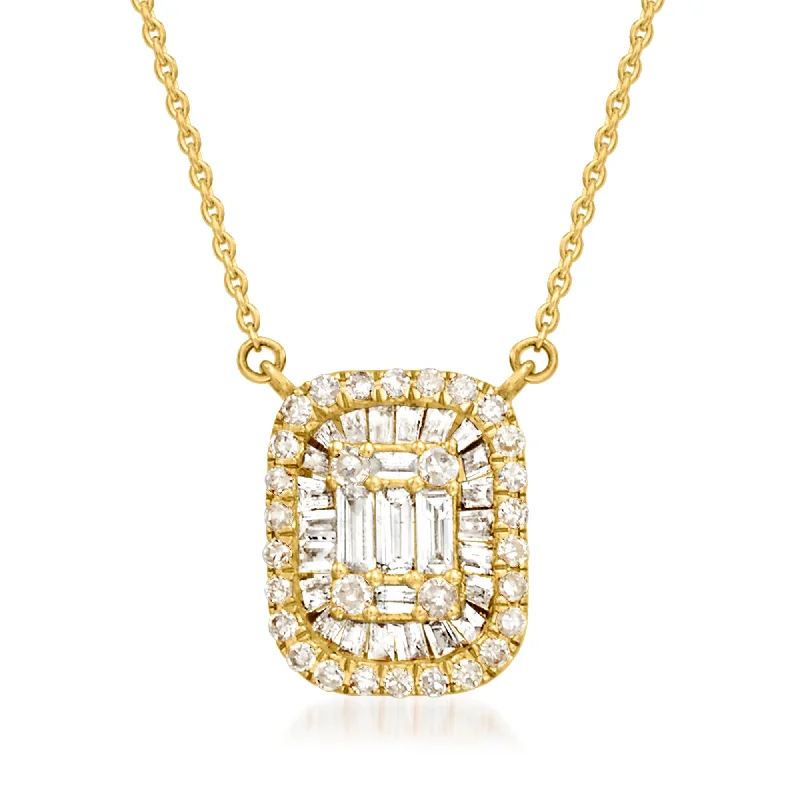Luxury Jewelry Now At Special Promotional Rates Ross-Simons Diamond Cluster Necklace in 14kt Yellow Gold