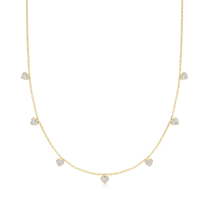 Jewelry Clearance Event – Stock Up Before It's Over Ross-Simons Diamond Heart Station Necklace in 18kt Gold Over Sterling