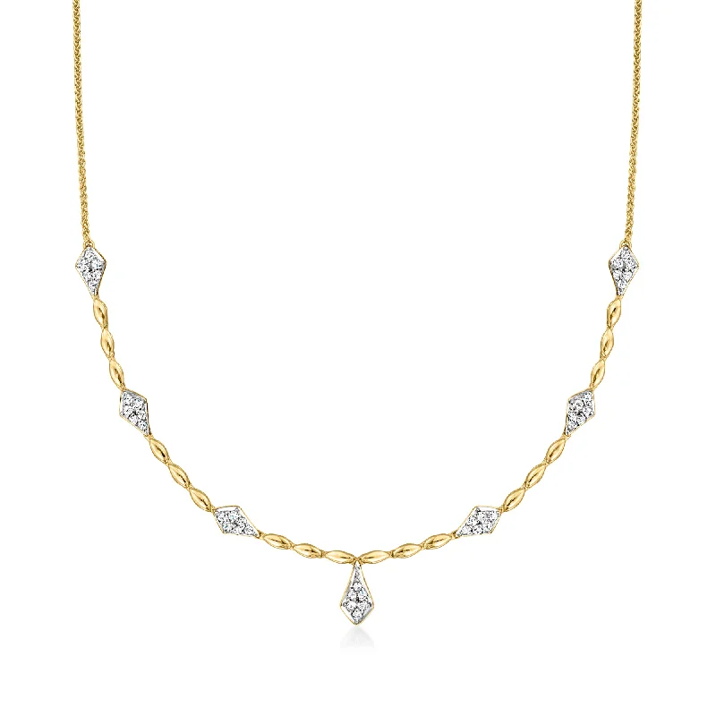 Exclusive Jewelry Offers – Sparkle For Less Ross-Simons Diamond Kite-Shaped Station Necklace in 14kt Yellow Gold