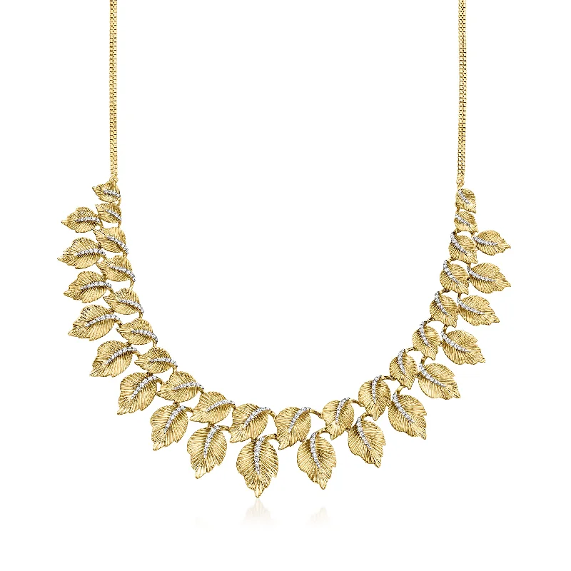 Limited-Time Jewelry Sale – Elegant Styles At Less Ross-Simons Diamond Leaf Collar Necklace in 18kt Gold Over Sterling