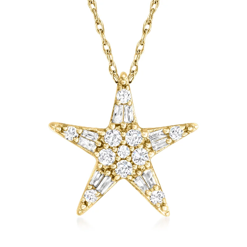 Trending Jewelry Now At Unbeatable Prices Ross-Simons Diamond Star Pendant Necklace in 14kt Yellow Gold