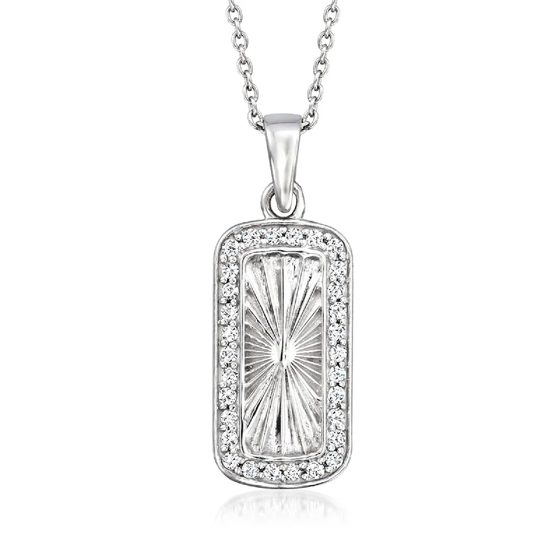 Ross-Simons Diamond Sunburst Pendant Necklace in Sterling Silver