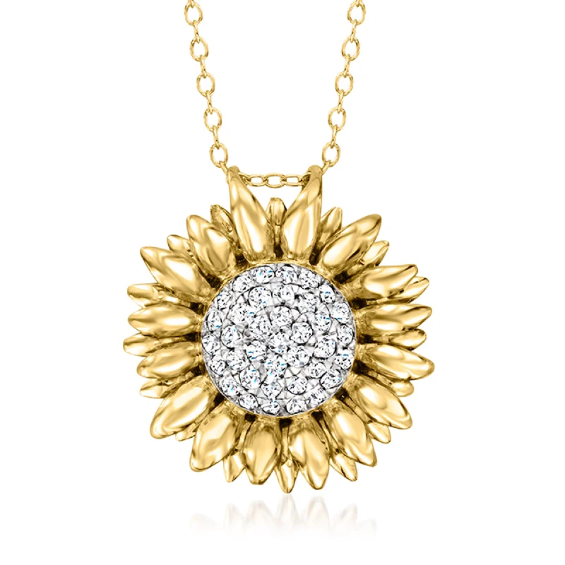 Elegant Necklaces And Bracelets At Limited-Time Offers Ross-Simons Diamond Sunflower Pendant Necklace in 18kt Gold Over Sterling