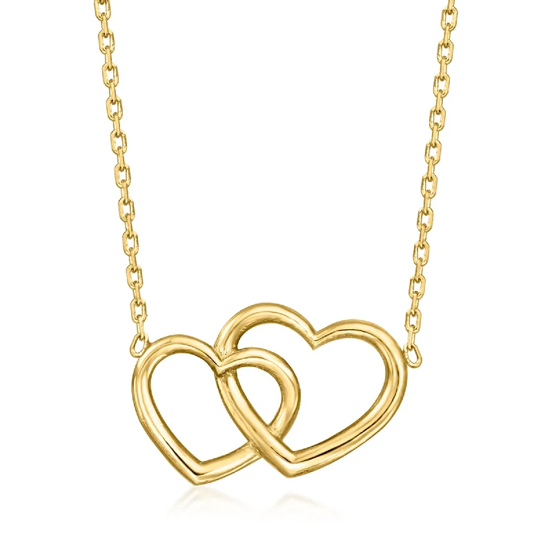 Ross-Simons Italian 14kt Yellow Gold Interlocking Heart Necklace