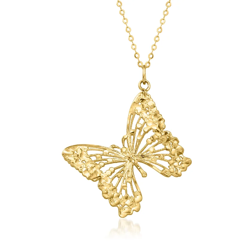 Ross-Simons Italian 14kt Yellow Gold Openwork Butterfly Necklace