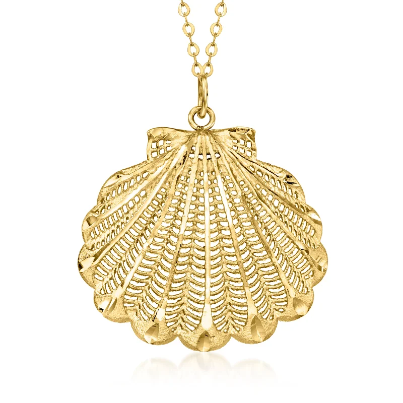 Ross-Simons Italian 14kt Yellow Gold Scallop Seashell Necklace