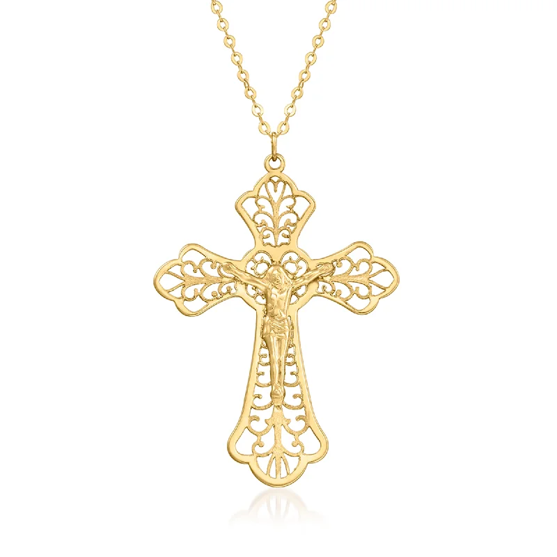 Best Jewelry Sale – Shop Exclusive Designs Now Ross-Simons Italian 18kt Yellow Gold Openwork Crucifix Necklace
