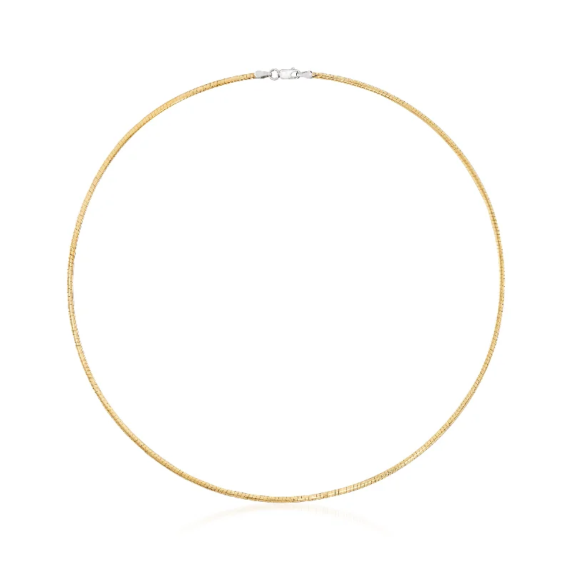 Ross-Simons Italian 2mm Reversible Omega Necklace in Sterling Silver and 18kt Gold Over Sterling