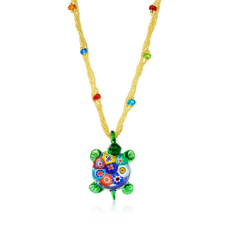 Trending Jewelry Styles Now At Limited-Time Discounts Ross-Simons Italian Murano Glass Multi-Strand Turtle Necklace in 18kt Gold Over Sterling
