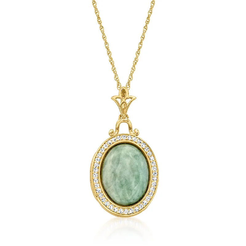 Handcrafted Jewelry Sale – Unique Designs At Low Prices Ross-Simons Jade and . White Topaz Locket Necklace in 18kt Gold Over Sterling