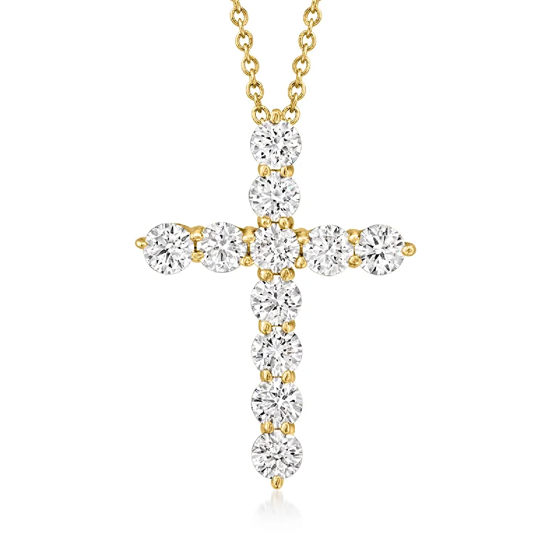 Shine Without Limits – Jewelry Sale Happening Now Ross-Simons Lab-Grown Diamond Cross Pendant Necklace in 14kt Yellow Gold
