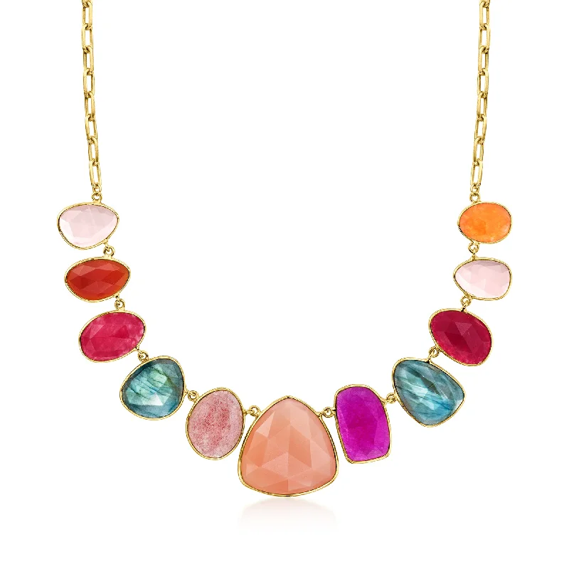 Premium Jewelry, Premium Discounts – Act Fast Ross-Simons Multi-Gemstone Bib Necklace in 18kt Gold Over Sterling