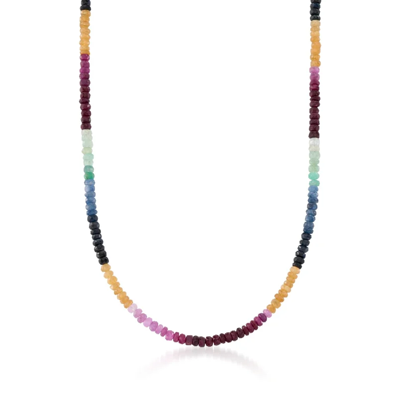 Jewelry Clearance Event – Stock Up Before It's Over Ross-Simons 100.00- Multicolored Sapphire Bead Necklace in Sterling Silver