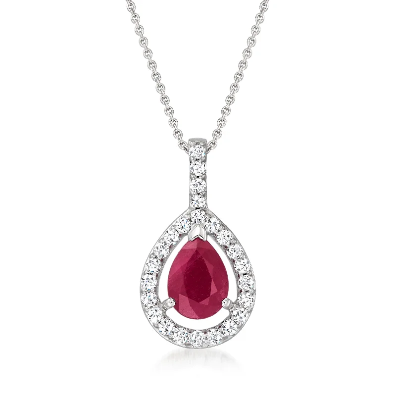 Bohemian-Inspired Jewelry For Free-Spirited Fashion Ross-Simons Ruby and . Diamond Pendant Necklace in 14kt White Gold